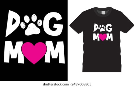 Perro mamá, Feliz Día de la Madre tipografía t shirt design.Symbol de amor y caligrafía texto sobre fondo gris.Mother's day design print for greeting card, t shirt, banner, póster, pegatina, pod.