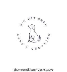 dog and mono line logo, icon and vector