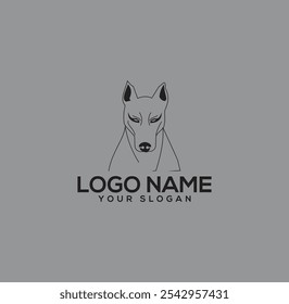 Diseño de logotipo de Vector de concepto monoline de perro. Diseño de Plantilla de logotipo de perro de guardia de estilo Abstractas. Icono de perro canino. Concepto de signo de lobo salvaje. Ilustración vectorial.