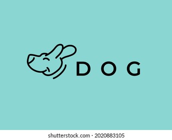 Dog monoline pets vector logo design