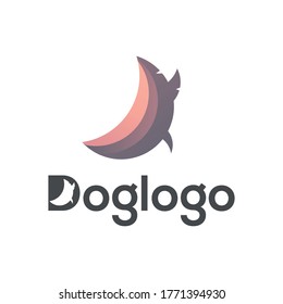 Dog moon shark themed abstract logo template