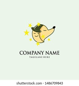 The dog with the moon and stars logo vector.