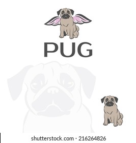 Dog, mops pug illustration