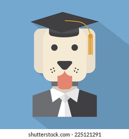 Dog With Mortarboard Pedigree Concept Vector Illustration