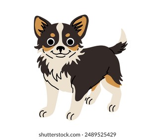 Dog in motion. Different canine breeds. Active puppies labrador retriever, beagle, shih tzu, chihuahua, bulldog shepherd and pug. Flat vector illustrations isolated on white background