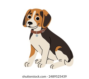 Dog in motion. Different canine breeds. Active puppies labrador retriever, beagle, shih tzu, chihuahua, bulldog shepherd and pug. Flat vector illustrations isolated on white background