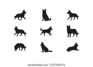 Coleção de pose de movimento de cão. Múltiplas poses de movimento de cães projetadas para layouts dinâmicos, temas ao ar livre e ilustrações energéticas.