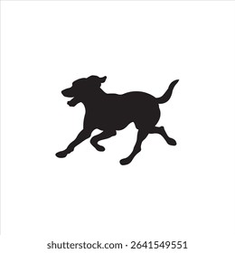 Dog in motion silhouette vector. Running black dog vector for animation, logo, or pet topics.