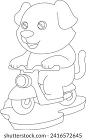 Dog Motorcycle Animal Vector Graphic Art Illustration