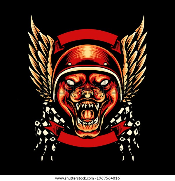 Dog Motorcycle Club Mascot illustration\
full vector for your business or\
merchandise