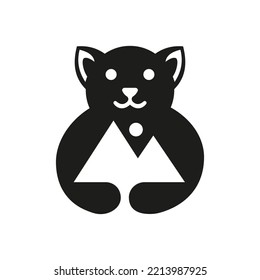 Dog Mount Logo Negative Space Concept Vector Template. Dog Holding Mount Symbol
