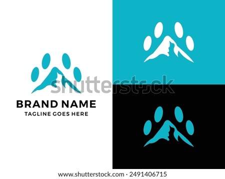 dog mountain clever logo design vector illustration