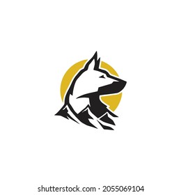 dog mountain logo clean simple and elegance