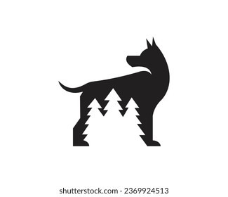 Dog With Mountain Tree Creative Logo Design