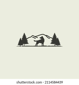 dog and mountain vector illustration