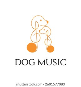 dog music logo design concept idea with note icon