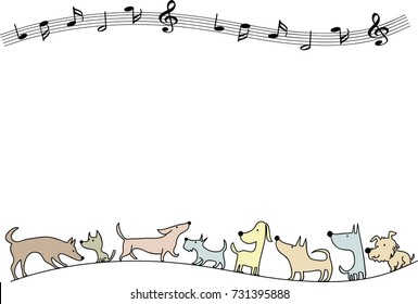 dog with music note background