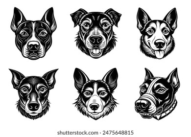 perro bozal negro silueta Ilustración vectorial   