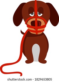 Dog with muzzle, illustration, vector on white background