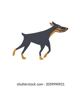 Dog in a muzzle. Pet dog, vector illustration