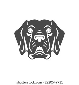 Dog muzzle puppy face portrait monochrome icon vector illustration. Doggy nursery canine breeding minimalist black silhouette animal friend mammal character pet head emblem logo decor design