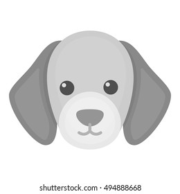 Dog muzzle vector icon in monochrome style for web
