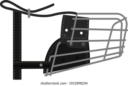 Vector de boquilla de perro. Equipo de seguridad animal, accesorio para mascotas o correa de protección aislada en fondo blanco
