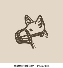 Perro con icono de boceto vectorial de boquilla aislado en el fondo. Dibujar mano Perro con icono de boquilla. Perro con icono de boceto de boquilla para infografía, sitio web o aplicación.