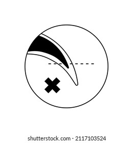 Dog nail trimming guide icon. Pet claws cutting instruction with dangerous forbidden cut line