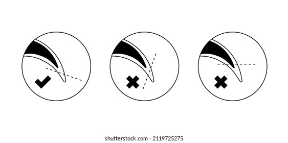 Dog Nail Trimming Guide Icons Set. Pet Claws Cutting Instruction With Cut Line