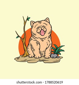 dog in nature hand drawing style