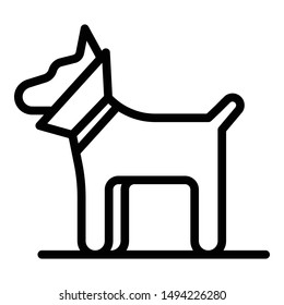 Dog with a neck brace icon. Outline dog with a neck brace vector icon for web design isolated on white background