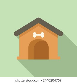 Dog new house icon flat vector. Pet kennel. Canine care space