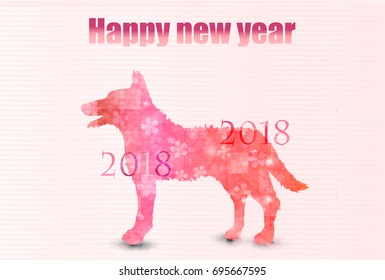 Dog New Year cards cherry background