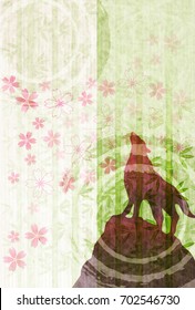 Dog New Year cards cherry background