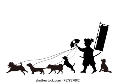 Dog New Year's card silhouette background