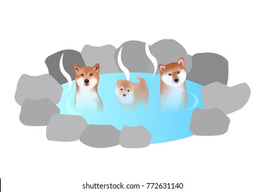 Dog New Year's cards hot spring icon