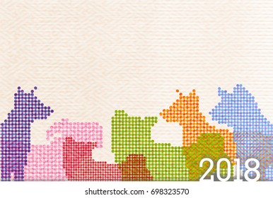 Dog New Year's cards Japanese paper background