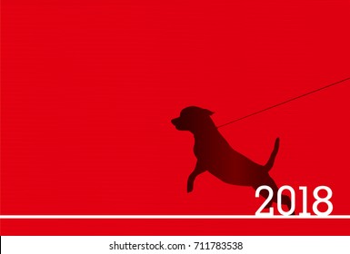 Dog New Year's cards Japanese paper background
