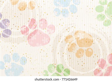 Dog New Year's cards Japanese paper background