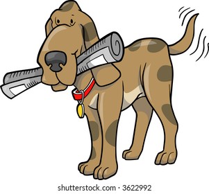Perro con imagen vectorial de periódico