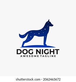 Dog night logo design template