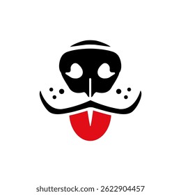 Dog nose with tongue illustration. Cute animal mouth in flat style. Happy puppy face. Vector design isolated on white background