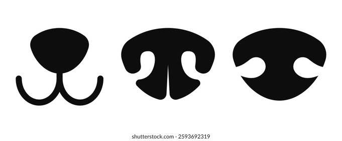 Dog nose vector icons set isolated on white background