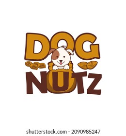 Ilustración vectorial de mascota de perros y nueces. Ideas de diseño de logotipo de mascotas.