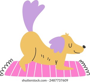 Dog On Beach Blanket Vector Illustration