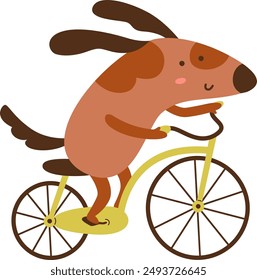 Dog On Bicycle Vector Illustration