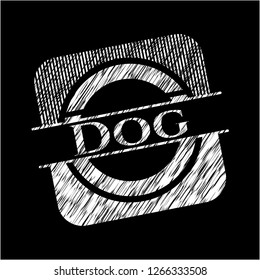 Dog on blackboard