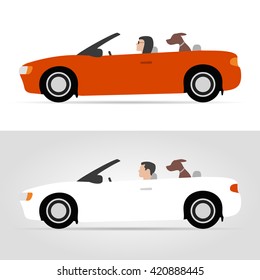 Dog on cabriolet