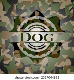 Dog on camo texture. Vector Illustration. Detailed. 